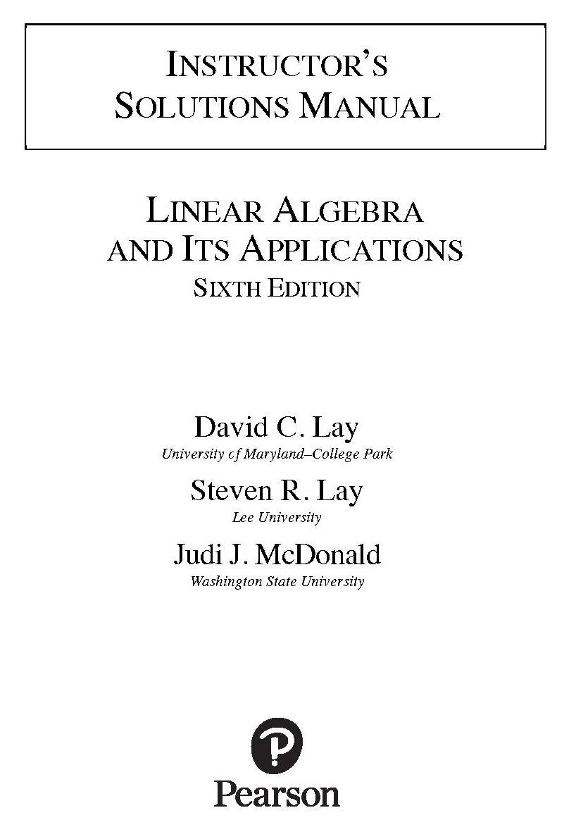 Linear Algebra and Its Applications (6th Edition) – Solutions Manual